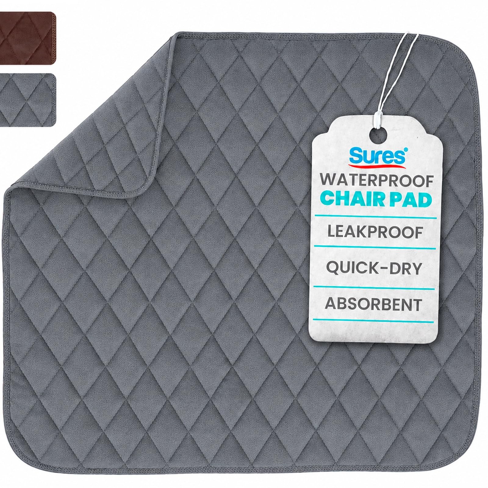 Waterproof Chair Pads for Incontinence (22″ x 21″) – Washable, Waterproof Sea…