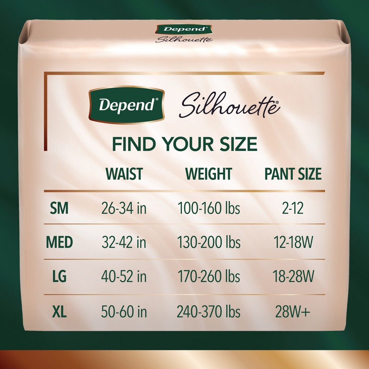 Depend Silhouette Underwear for Women – Maximum Absorbency – S/M – Pink – 16ct