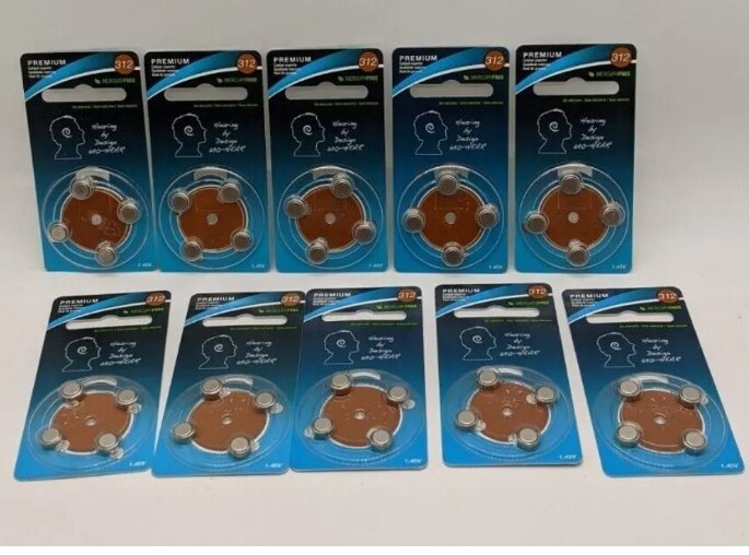 Premium Zinc Air Hearing Aid Batteries (10 Packs Of 4, 1.45 V, 312) Mercury Free