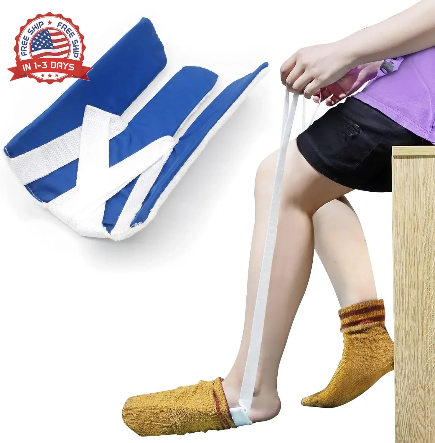 Heavy-Duty Sock Aid Device for Seniors Disabled Pregnancy No Bending Dark Blue 1