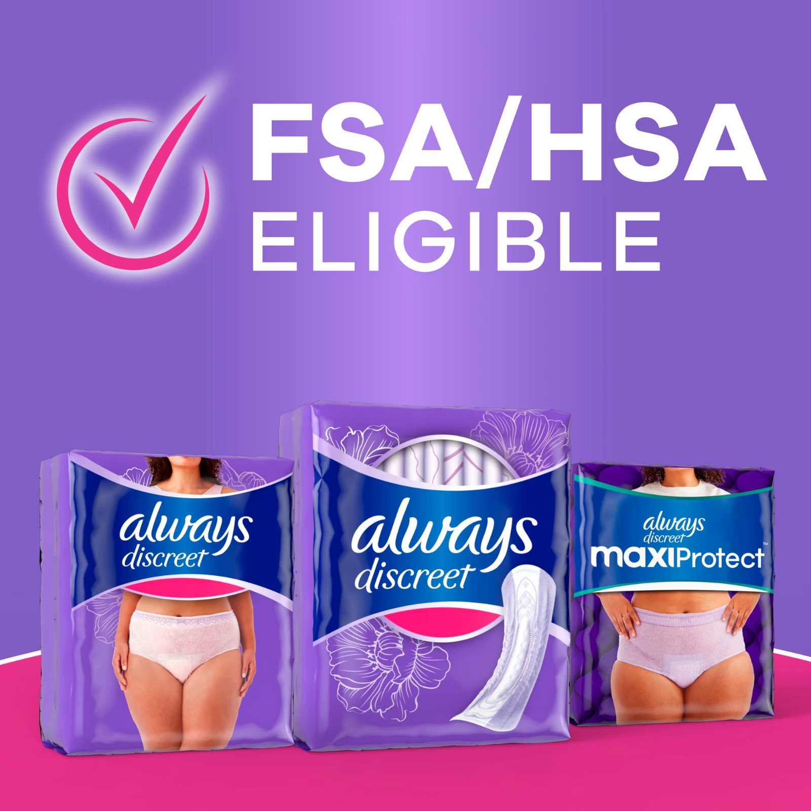 Always Discreet Incontinence Pads Heavy Long Length 156 Count