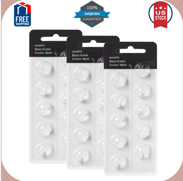 Hearing Aid Domes for Oticon MiniFit Double Vent Bass Domes: 3 Packs (10mm)
