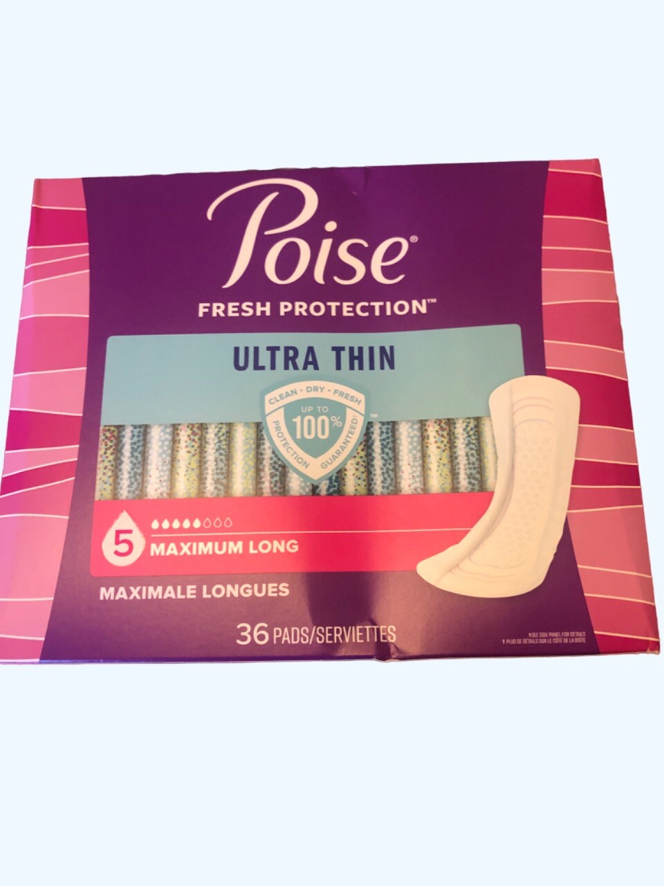Poise Overnight Pads, 8 Drop, Ultra Absorbent & Ultra Thin Variety- 202 Pads