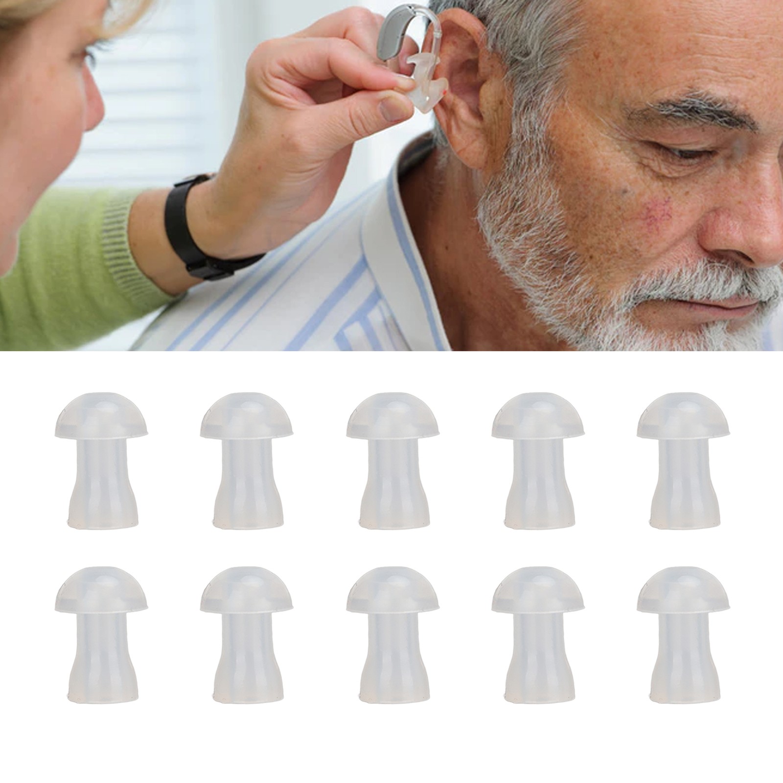 10pcs Soft Replacement Universal Ear-tips Domes For BTE Hearing Aids Earplug BEA
