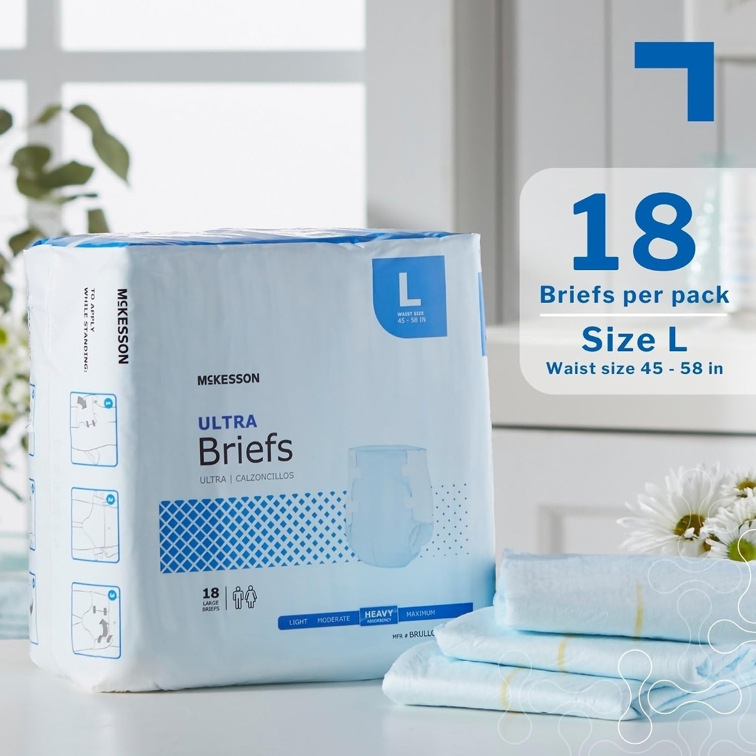 McKesson Ultra Briefs Large Heavy Absorbency Unisex Disposable 18 Count Adult