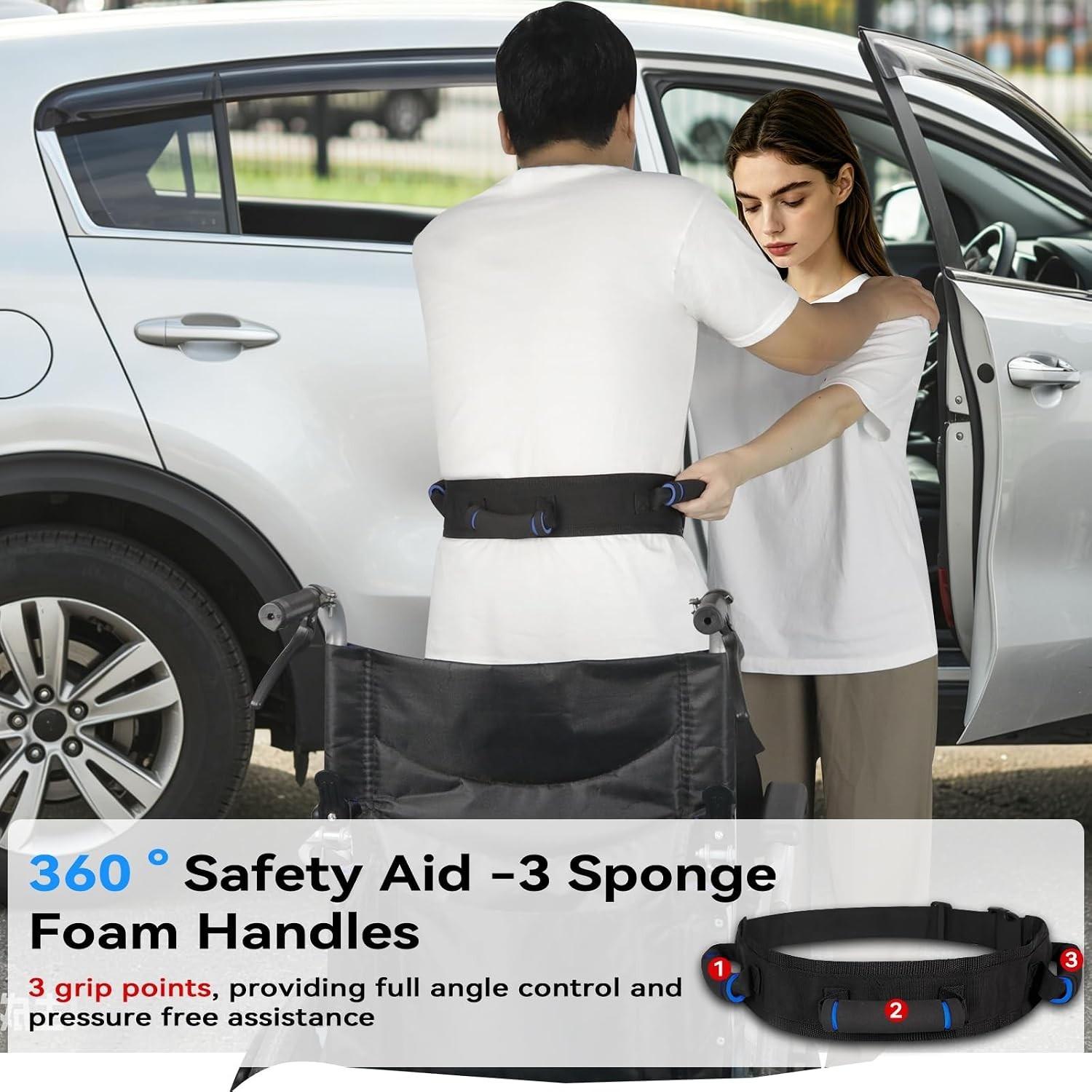 Transfer Gait Belt for Seniors 3 Handles Quick Release Patient Lift