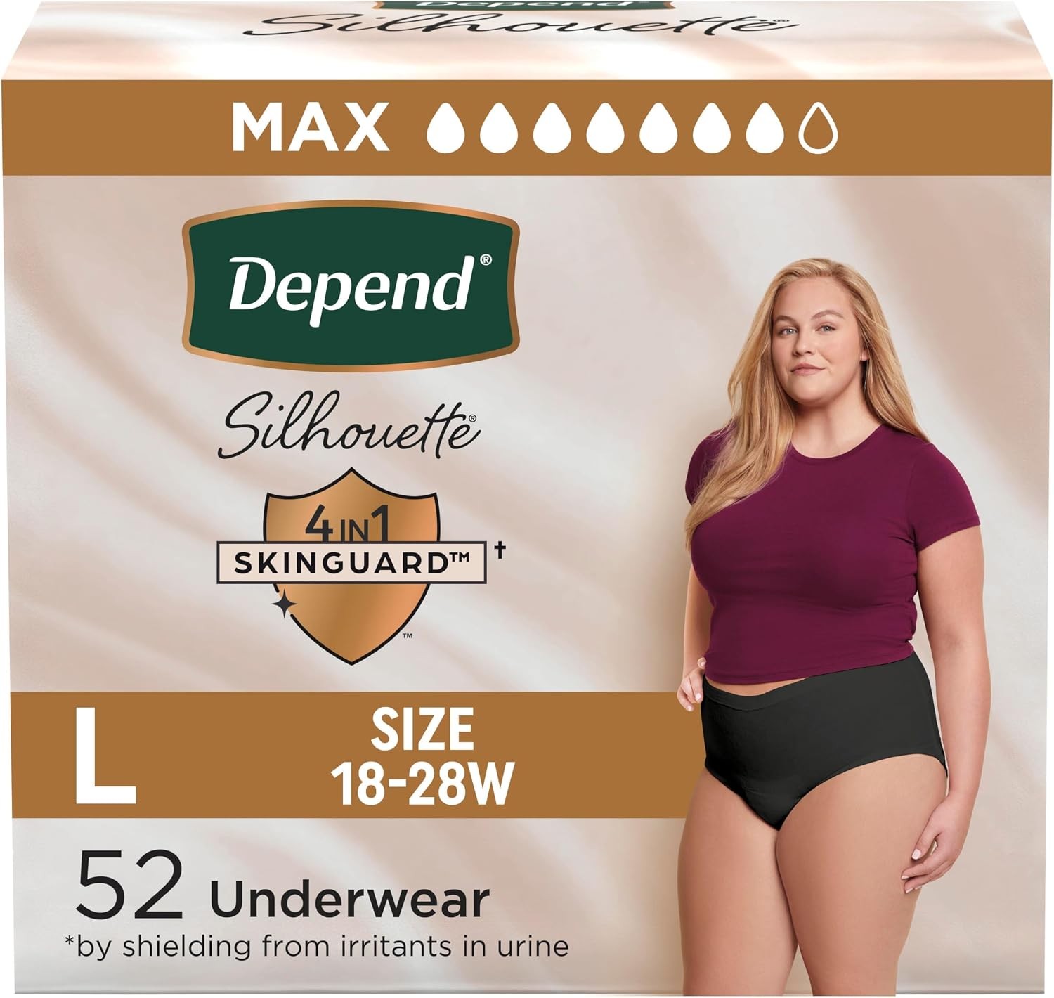 Depend Silhouette L, 52 Ct -Adult Incontinence & Postpartum Underwear for Women