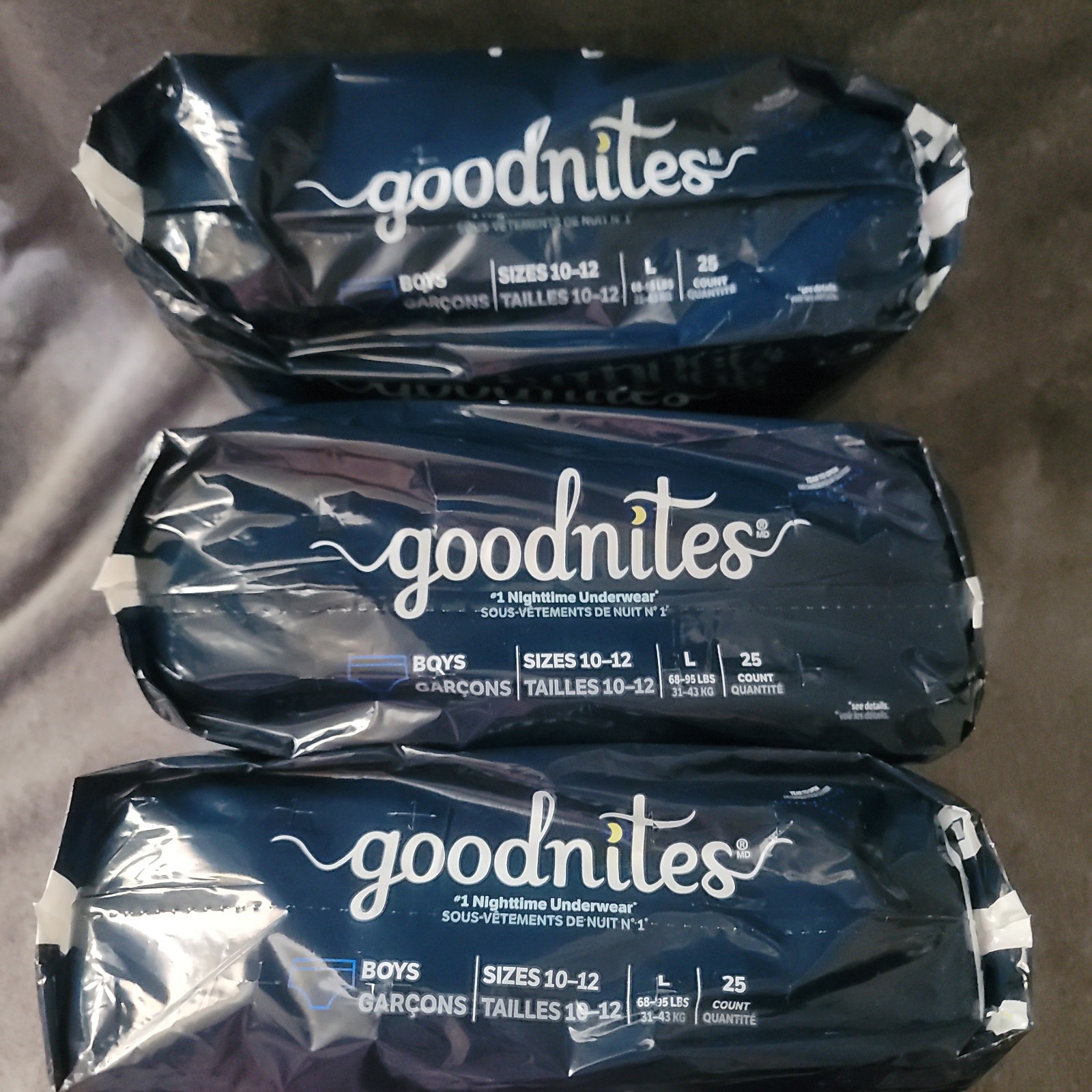 GoodNites Boys Pull-Up Nighttime Underwear Large 68-95 lbs 75 (3 Packs of 25)