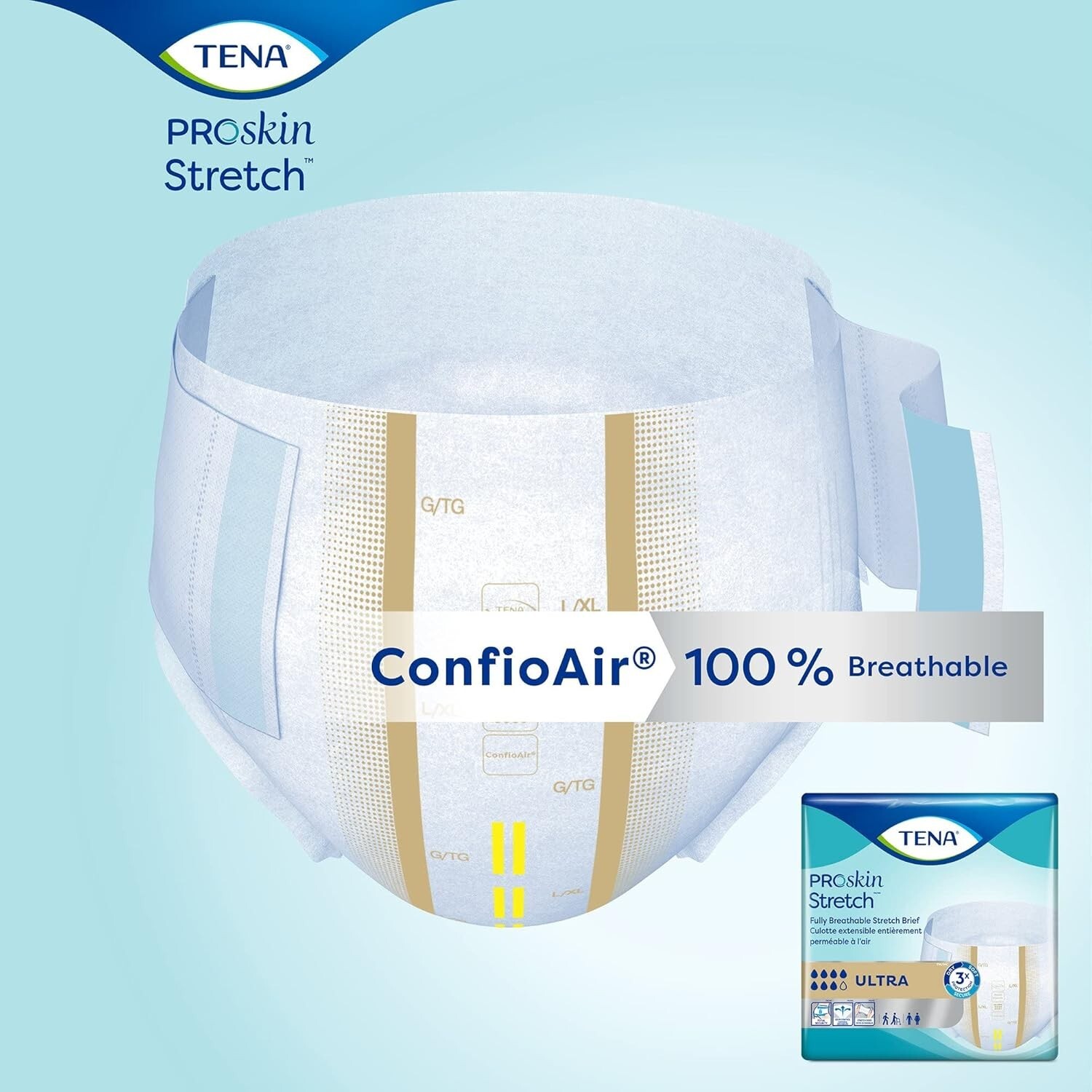 Tena Stretch Incontinence Brief Breathable Stretch Ultra Absorbency L/XL 36 Ct