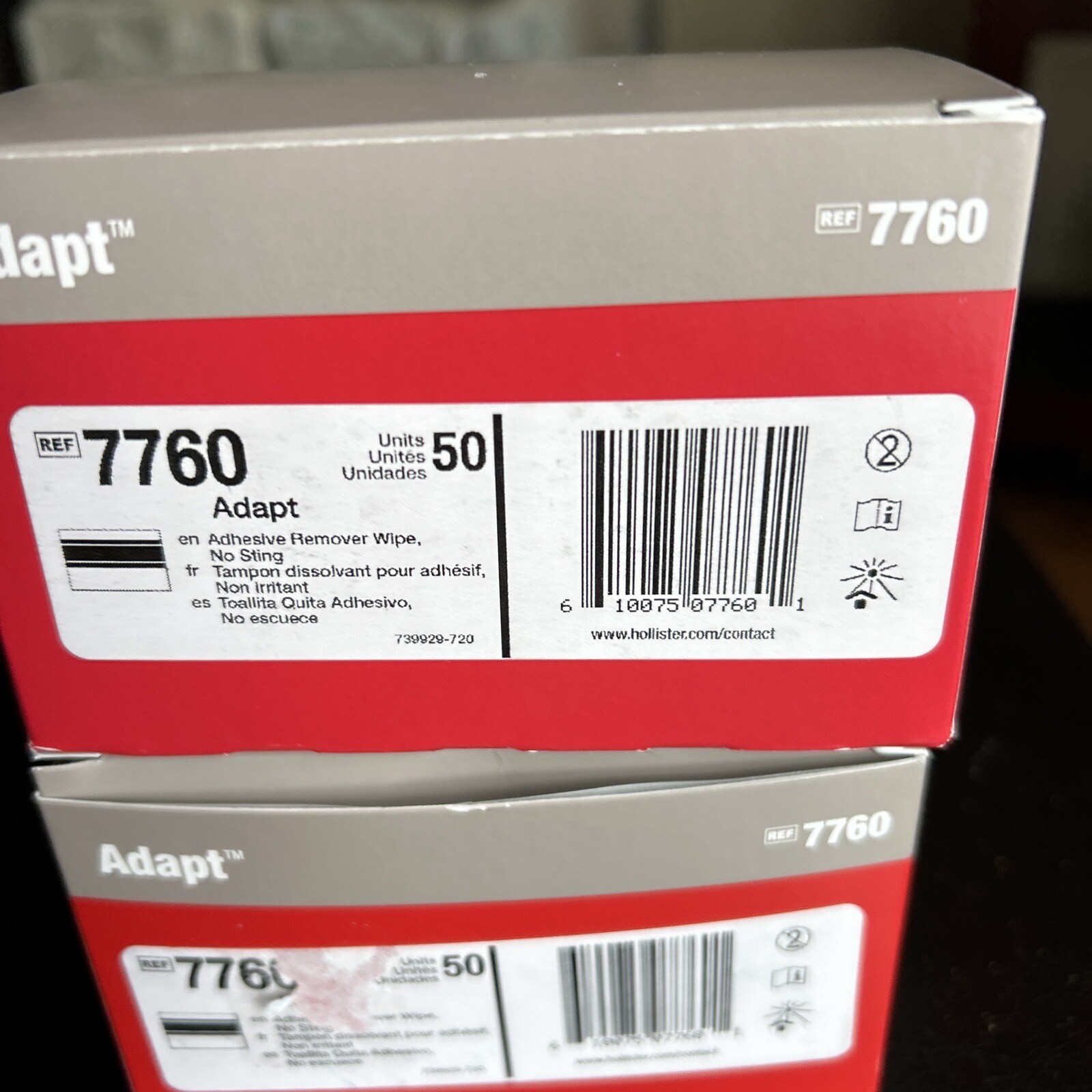 Hollister #7760 Adapt Ostomy Adhesive & Barrier Remover Wipes 2 Boxes 100 Count