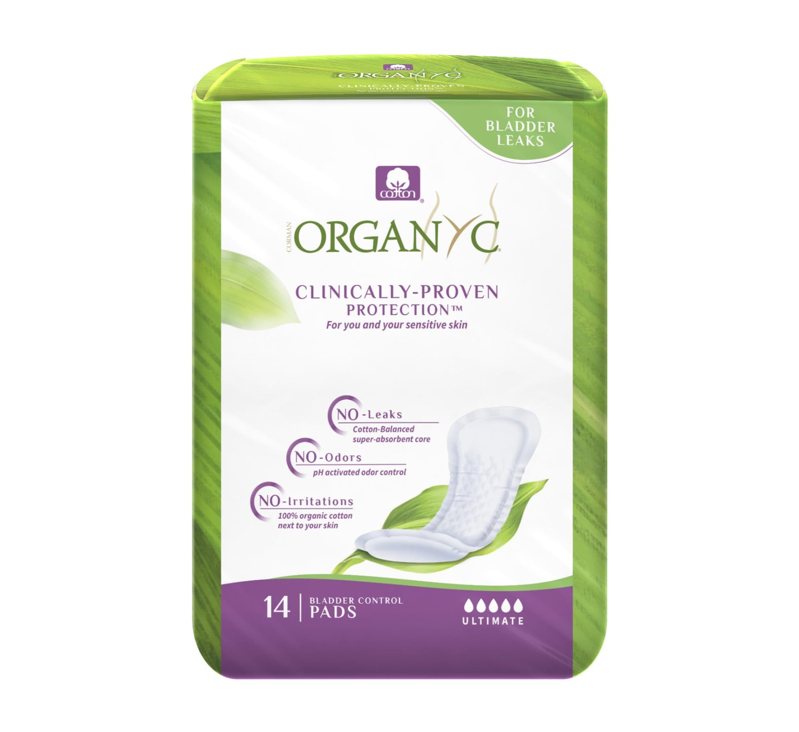 Organyc – 100% Organic Cotton Inside and Out Light Incontinence Pads for Blad…