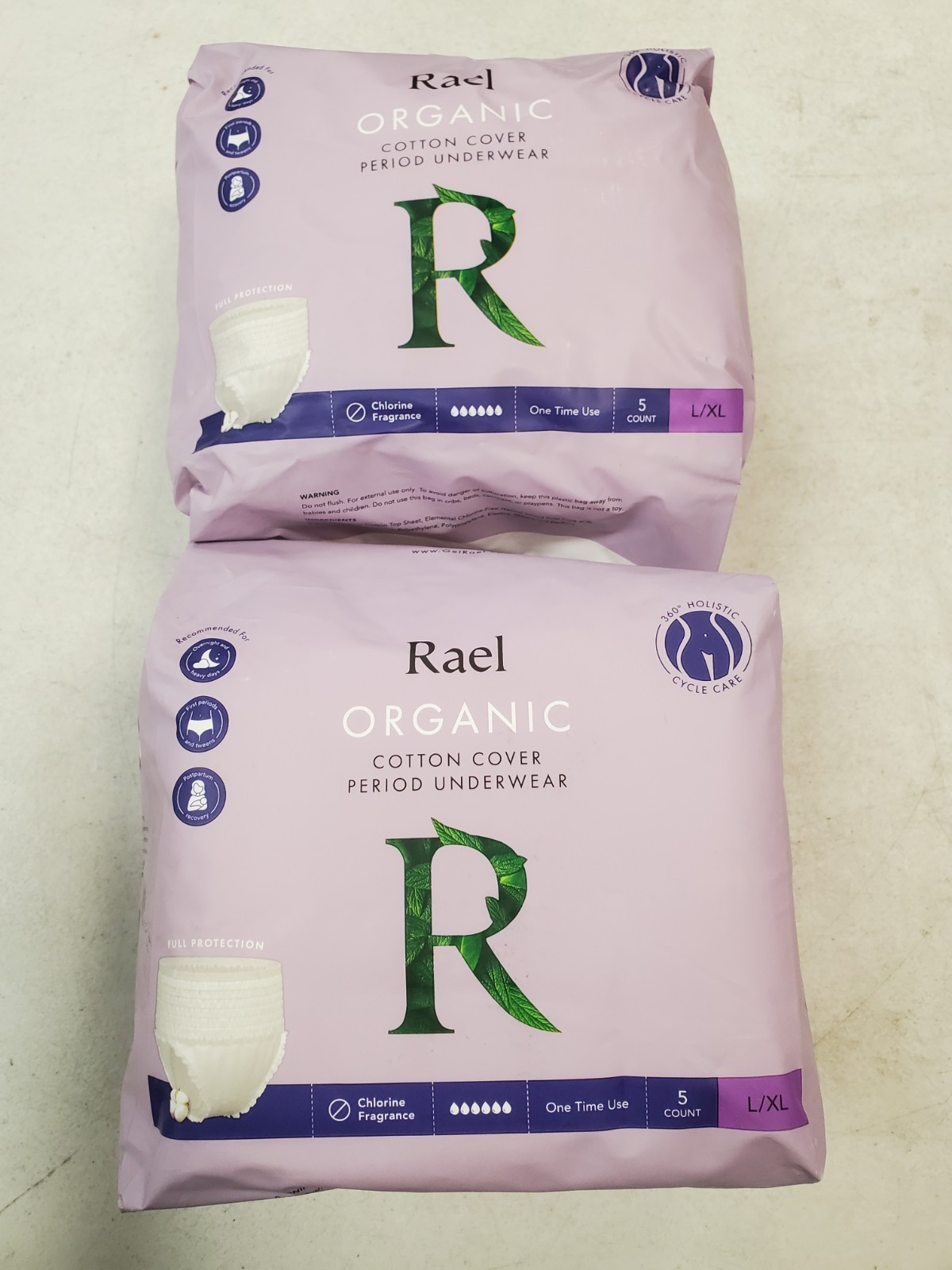 2 Packs of 5: Rael Organic Cotton Period Underwear Disposable *L/XL* (3069) E3A