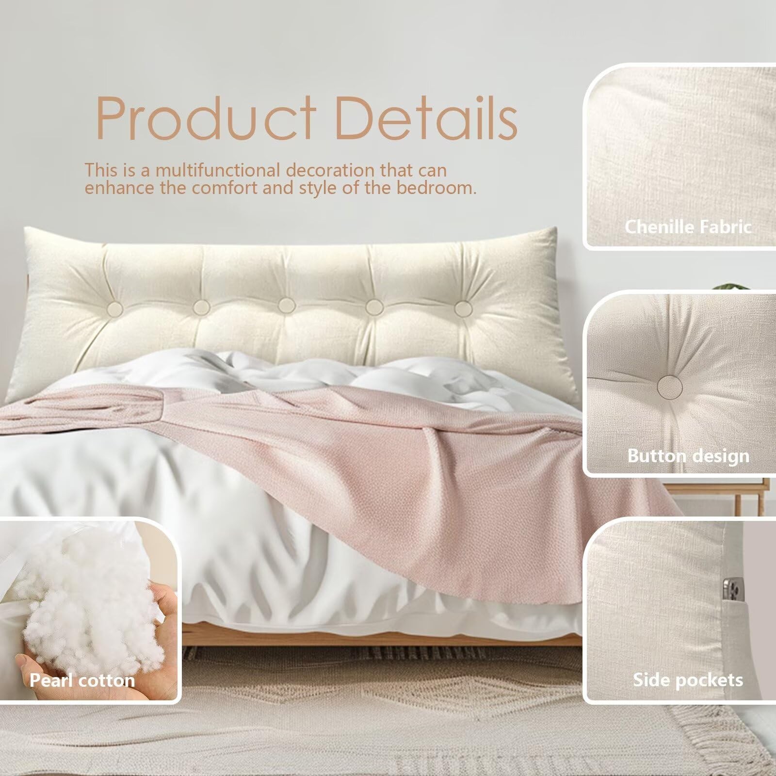 Jaysydd Queen Size Headboard Pillow Position Support For Bed Daybed Pillows