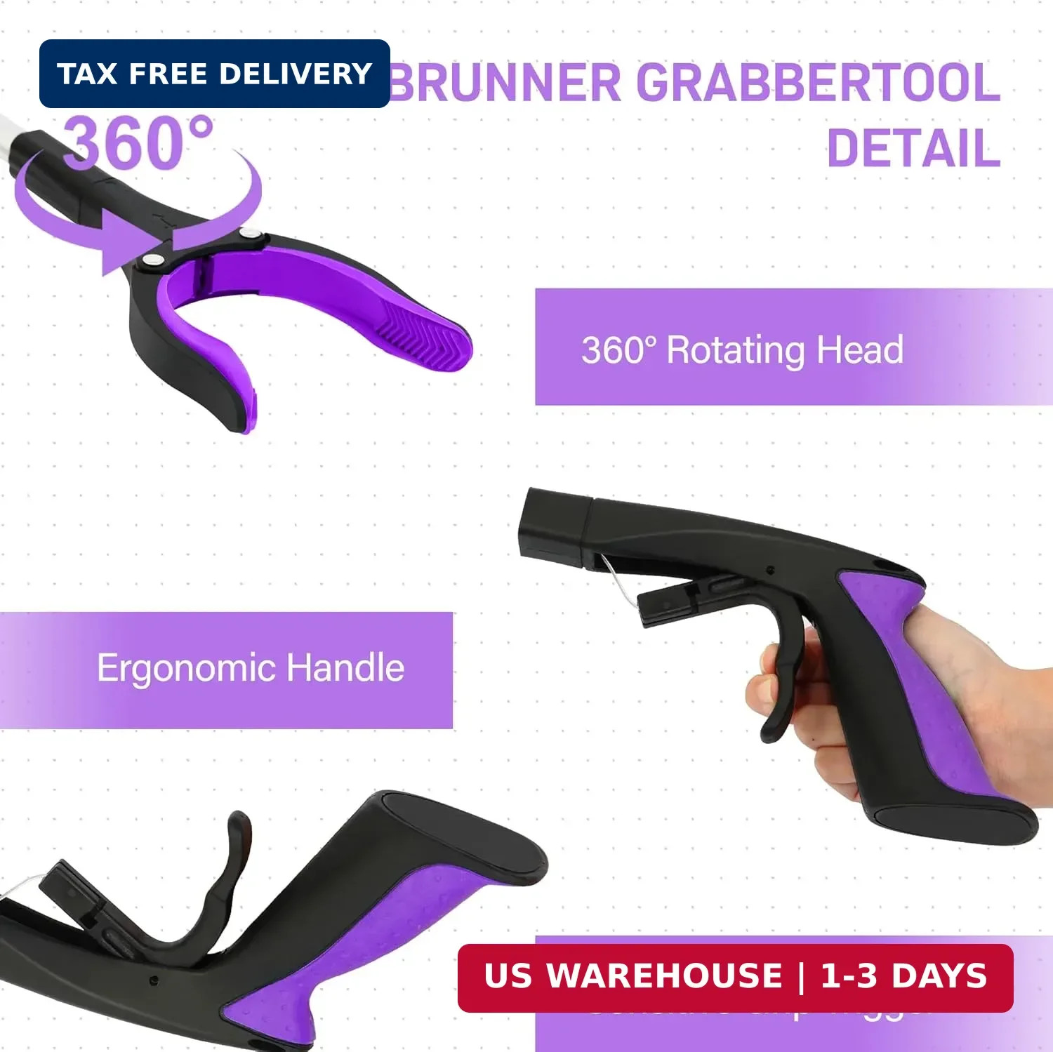 2 Pack 32 inch GrabRunner Heavy Duty(up to 10 lbs) Reacher Grabber Tool with Str