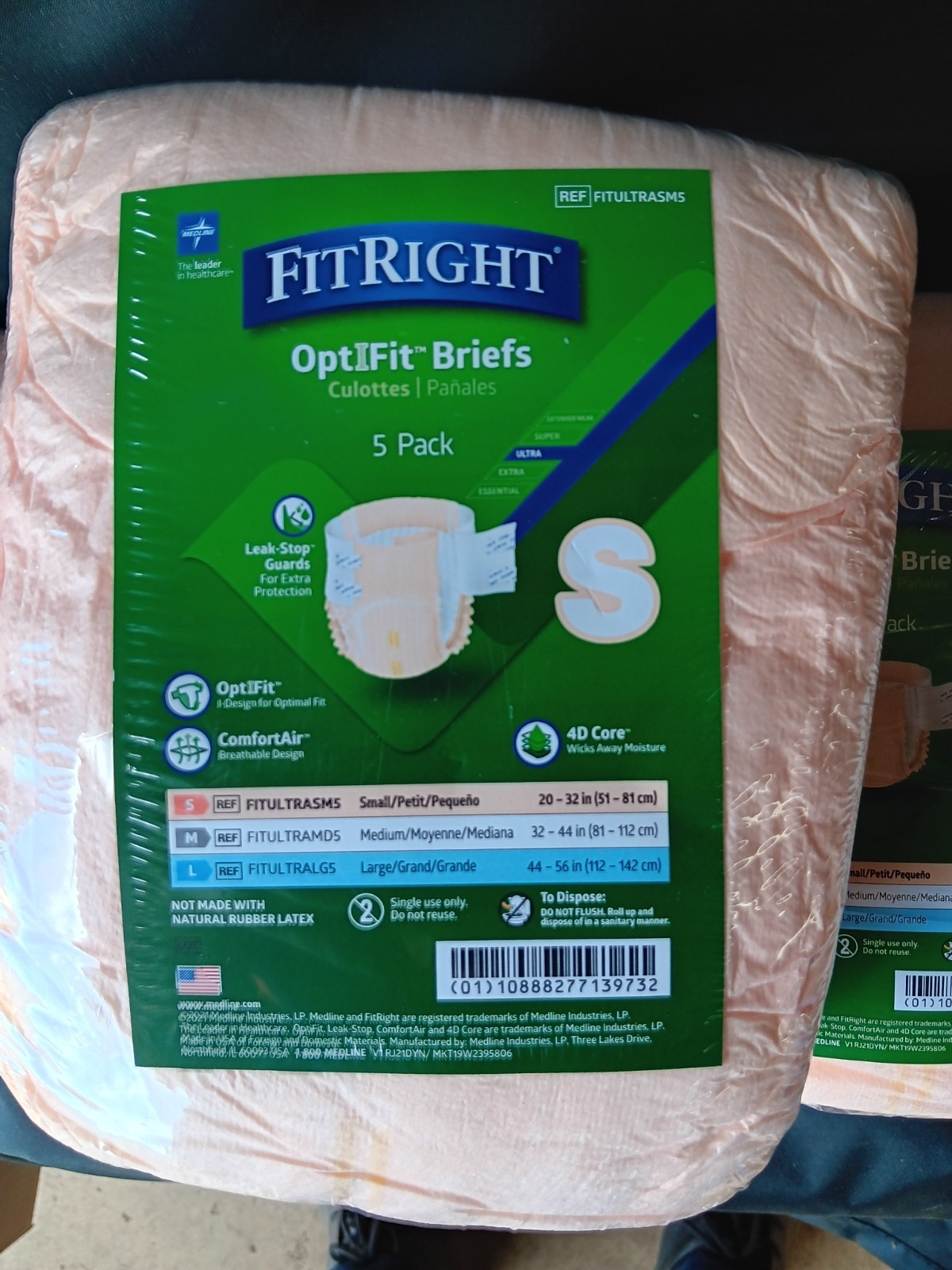 Medline FitRight OptiFit Adult Briefs Small Extra 25 Ct Pink