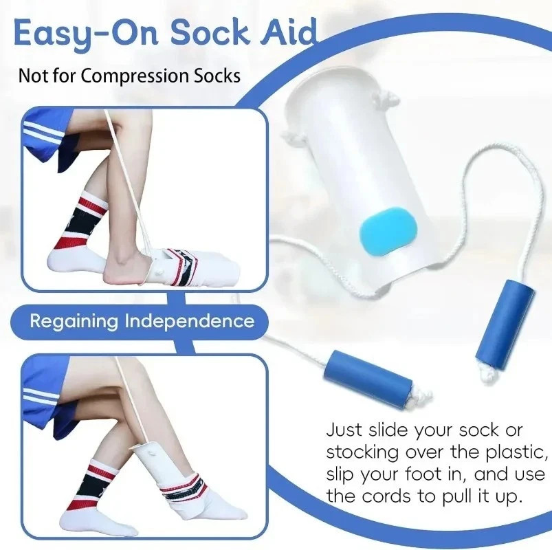 No bending Sock Aid Easy On and Off Stocking Slider Donner Pulling Assist Device