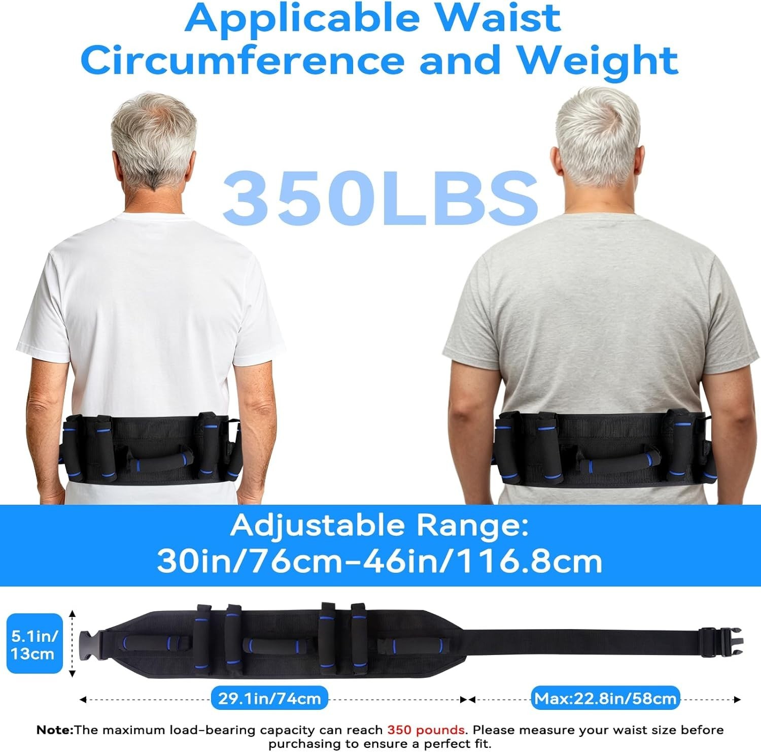Gait Belt for Seniors Transfer Belt Handles Quick Release Patient Lift