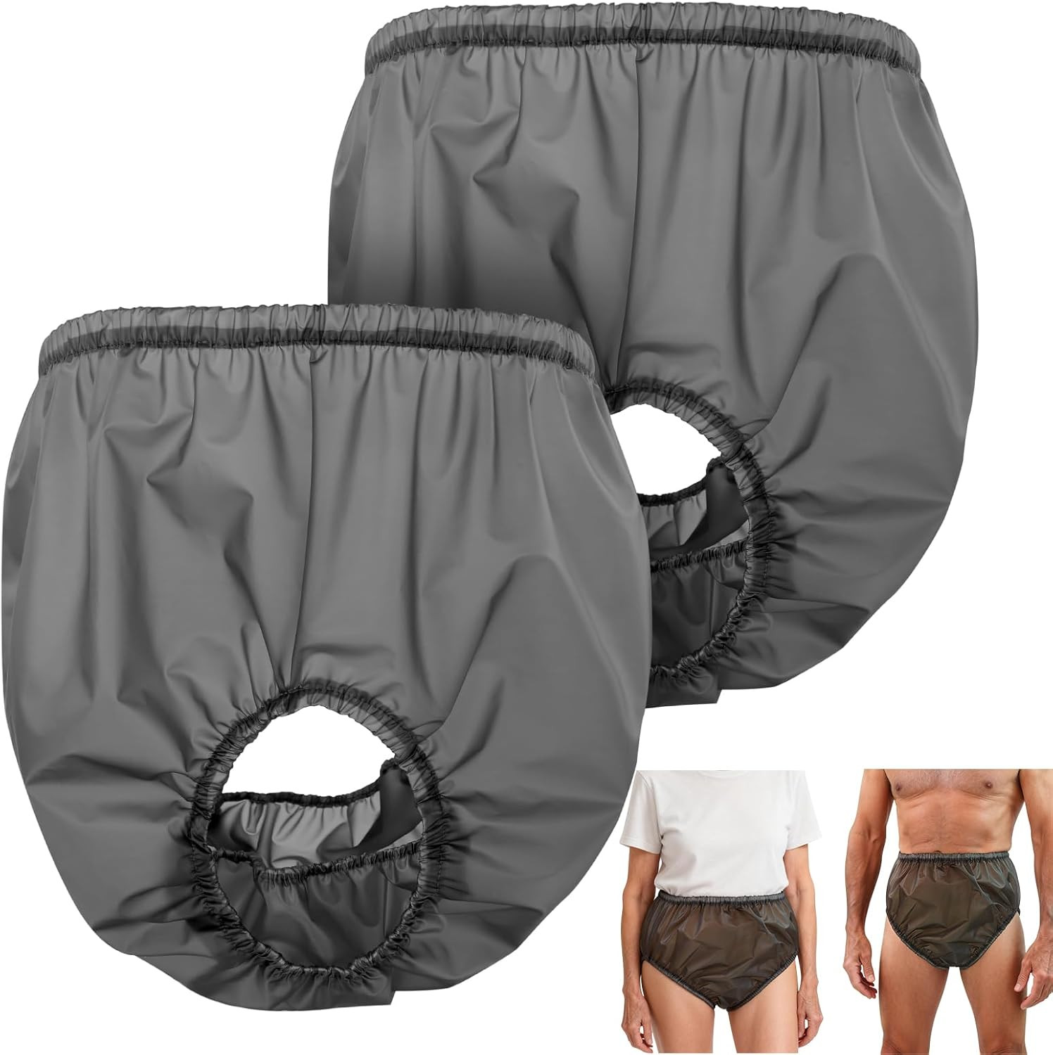 2 Pack Adult TPU Waterproof Incontinence Pants Reusable Diaper Cover Black M