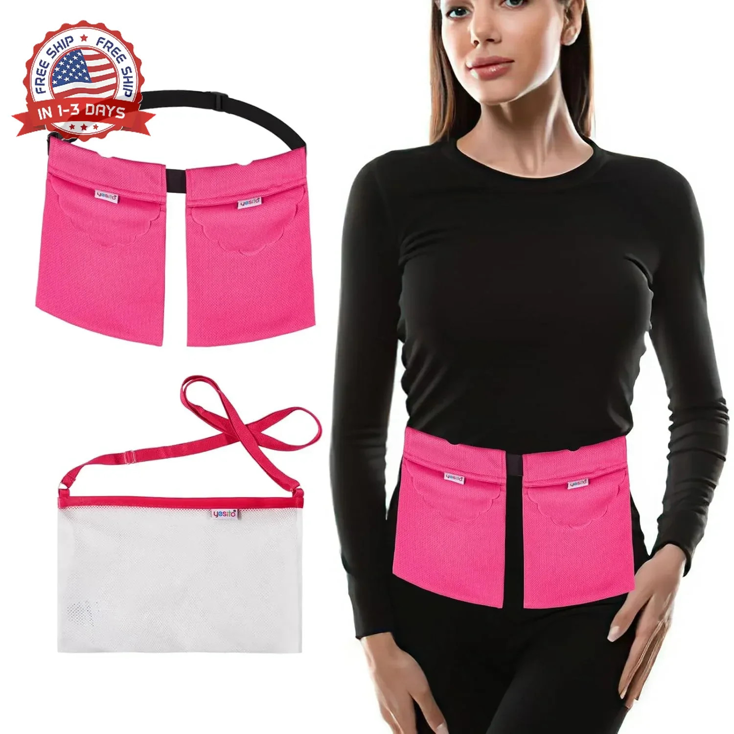 Mastectomy Drainage Pouch and Shower Support, Pink | Adjustable, Comfort