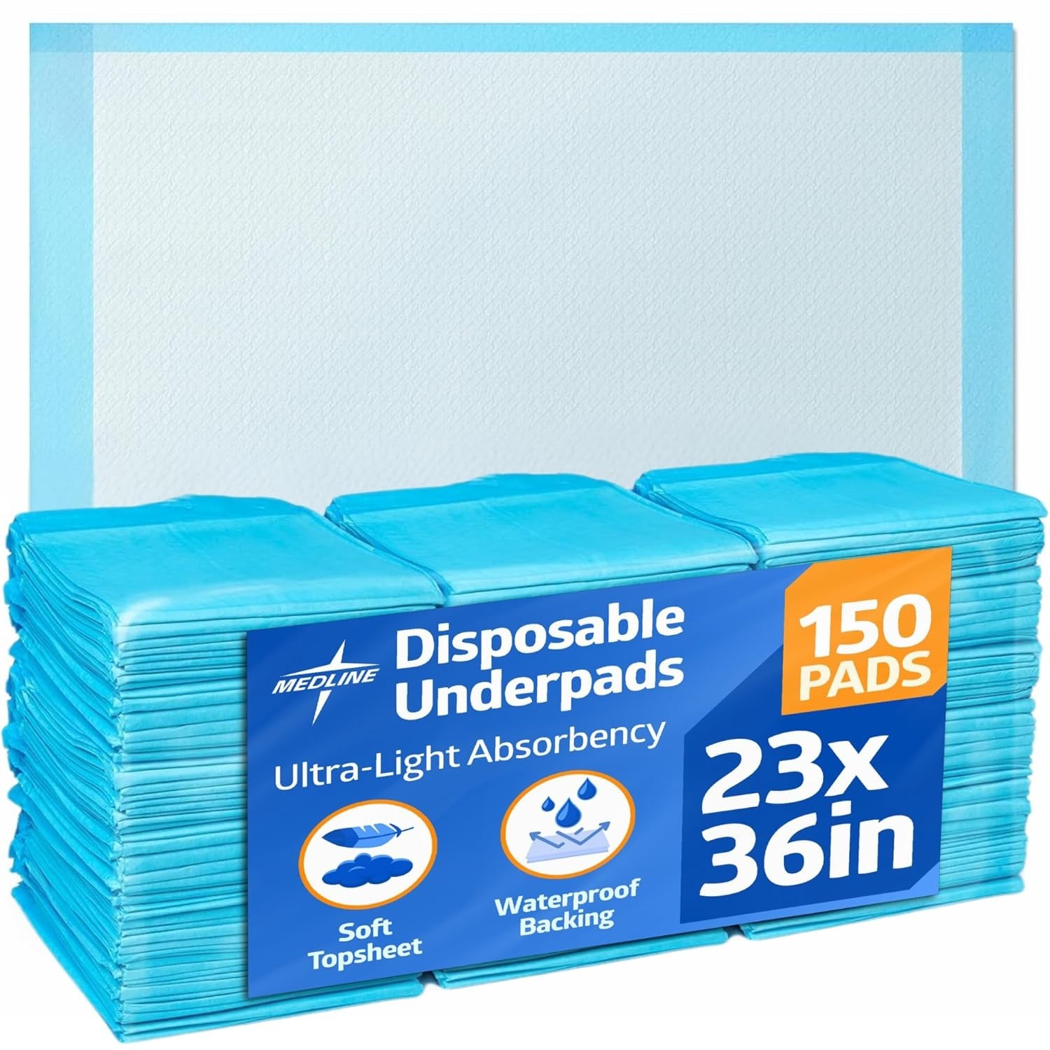 Metro Source 23×36 Disposable Underpads 150 Count | Absorbent Bed Pads Leakproof