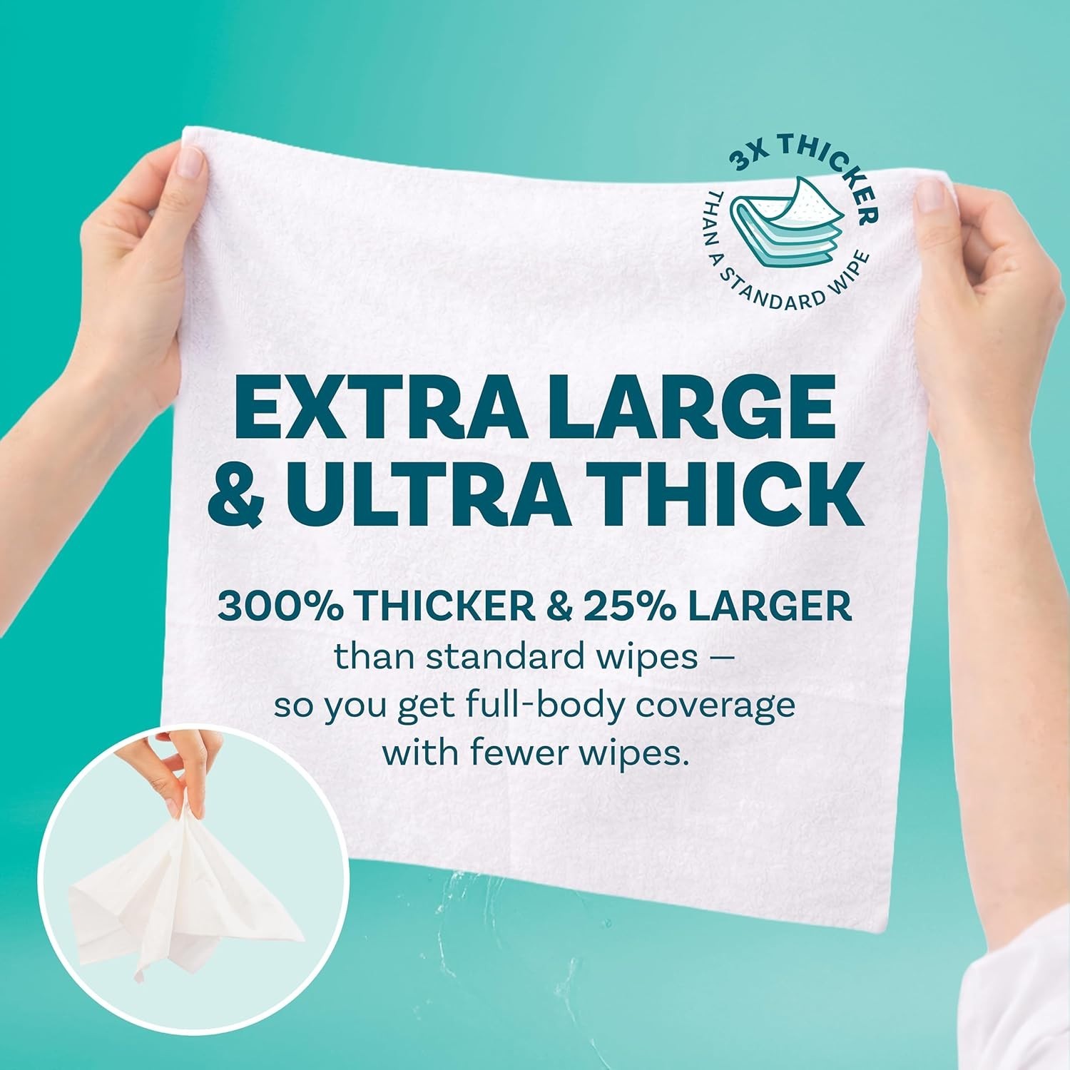 Extra Large Bath Wipes Disposable Thick Hypoallergenic Rinse-Free Body