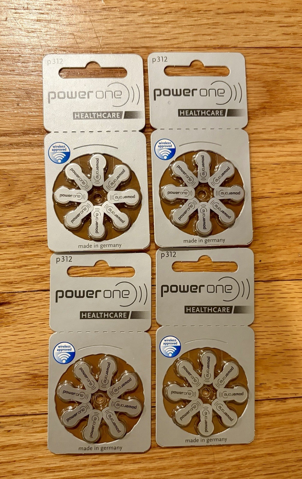 Powerone size 312 hearing aid batteries 4 Pack (32 Batteries) Exp 2024