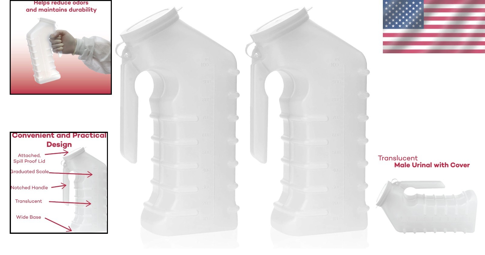 Ergonomic Male Urinal with Spill-Proof Design – Convenient Outdoor Use, 2 Pack
