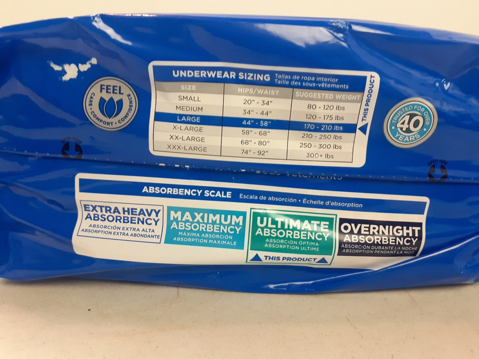 2 Pk Attends Underwear Ultimate Absorbency Large (2×18) 36 Count 44″-58″ APP0730