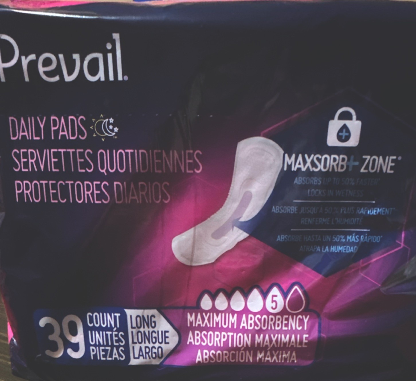 Prevail Daily Pads Long Maximum Absorbency MaxSorb+ 39 Count PV-915/1
