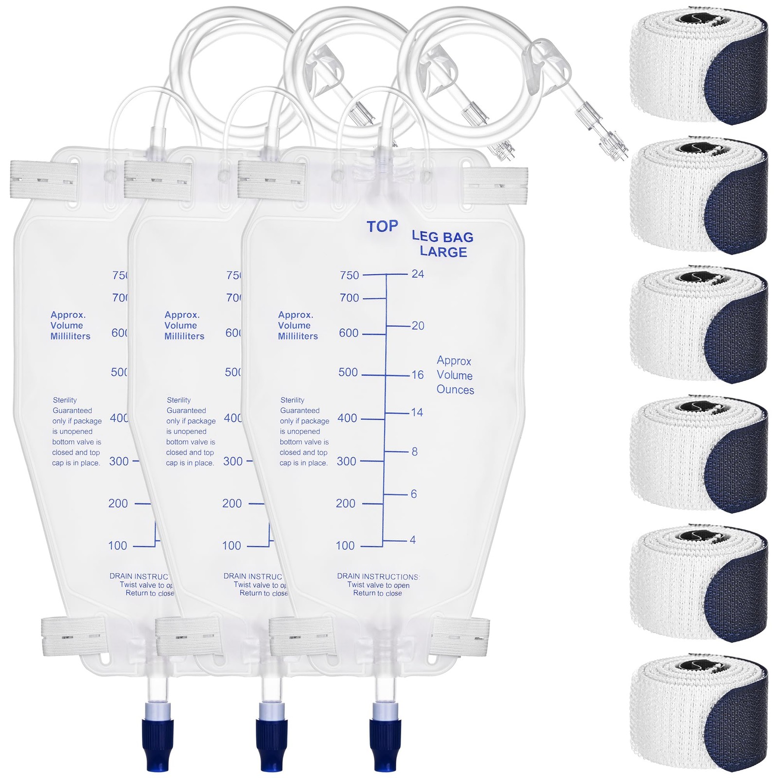 750ml Nephrostomy Bags, 3 Pack Urine Drainage Bag, Clear Bags with 24″ Silico…