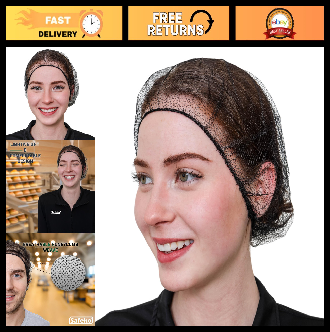 Disposable Honeycomb Nylon Hair Nets – 1,000 Count, Breathable, 18″-28″ Options,