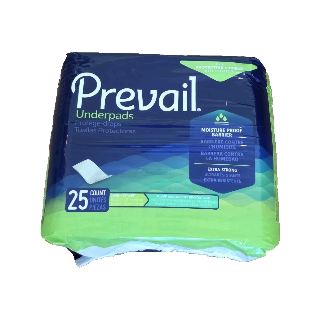 4 count Prevail Underpads Extra Strong 24 oz L 18 x 24 in Moisture Proof, 25 Ct