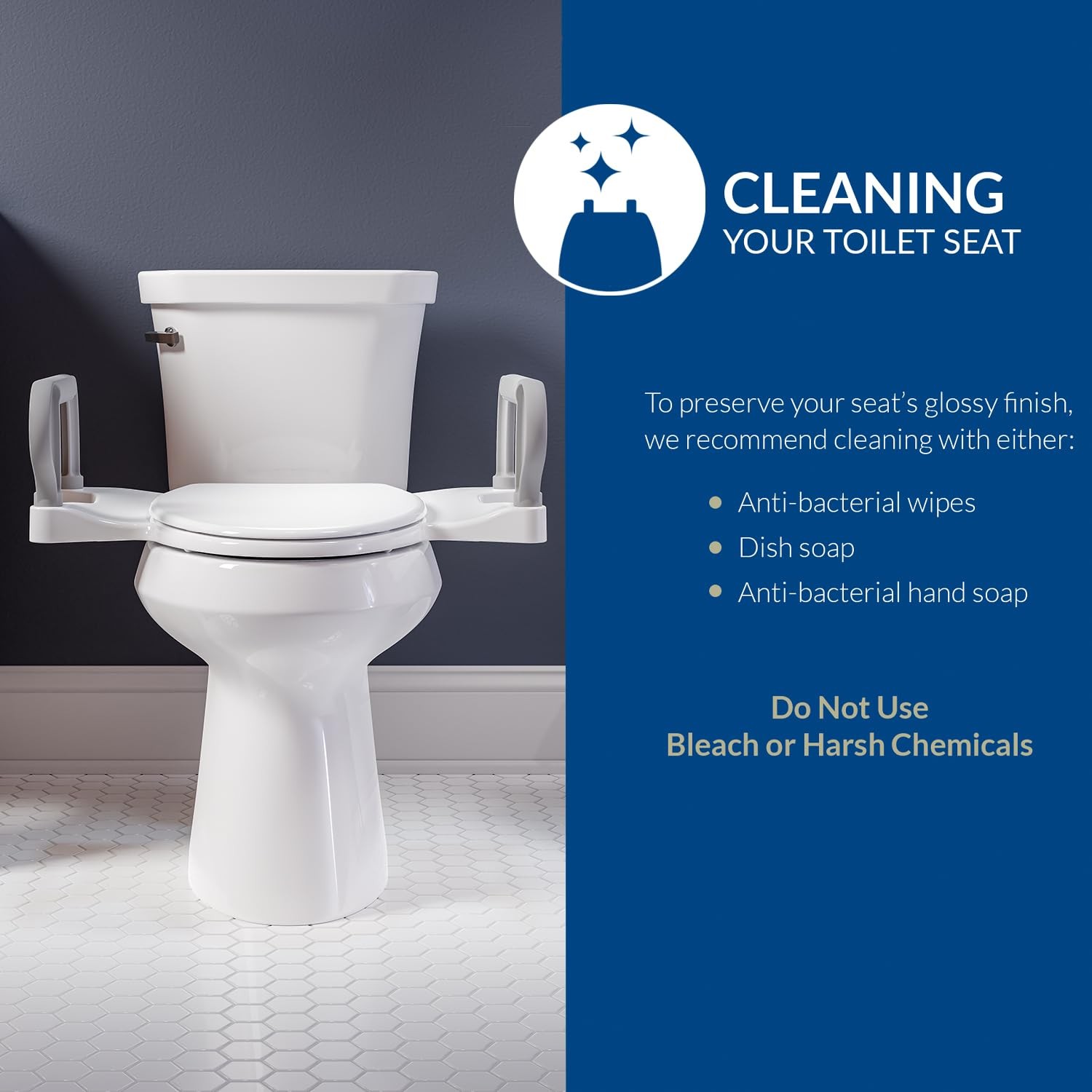 Bemis Assist Toilet Seat Built-In Support Handles Hinges Never Loosen Fits