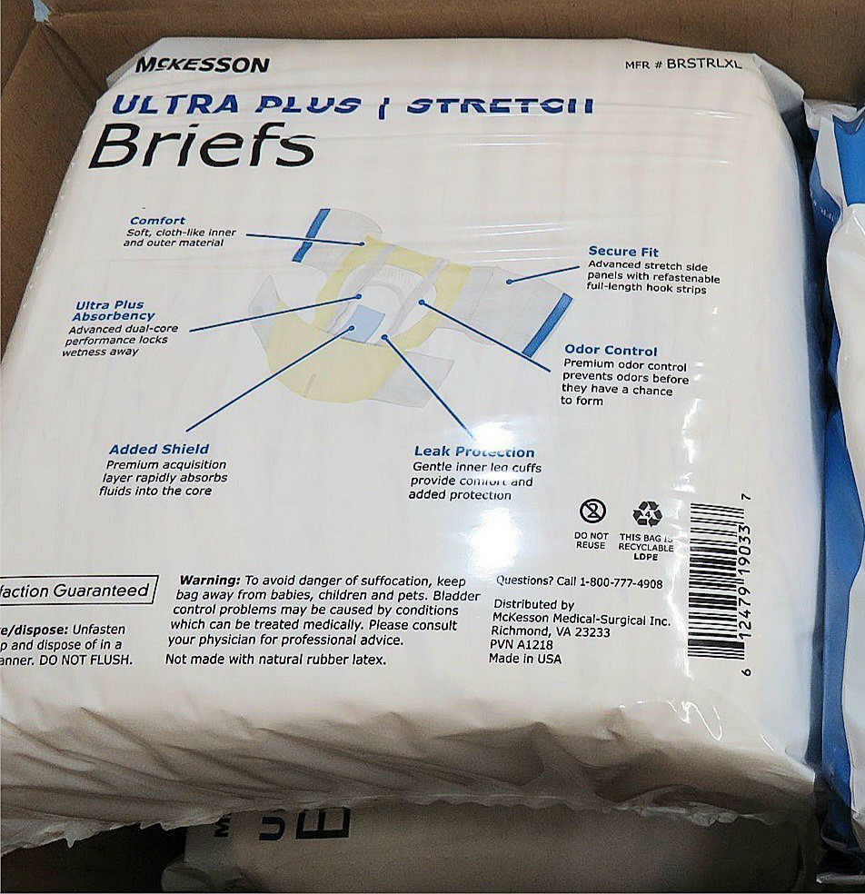 80 CT MCKESSON ULTRA PLUS STRETCH L/XL 48″-66″ INCONTINENCE BRIEFS HEAVY ABSORB