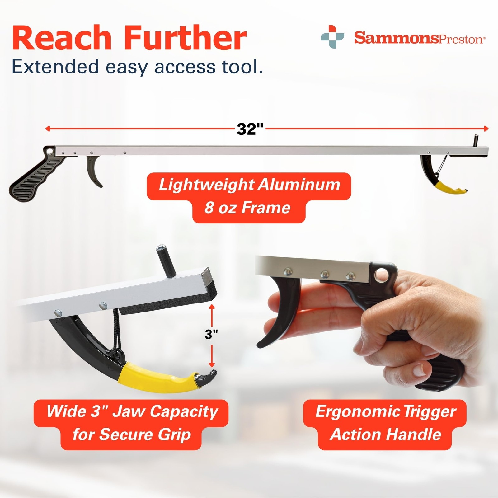 Reacher, 32″ Lightweight Grabber Reacher Tool with Magnetic Tip, Ergonomic Gr…