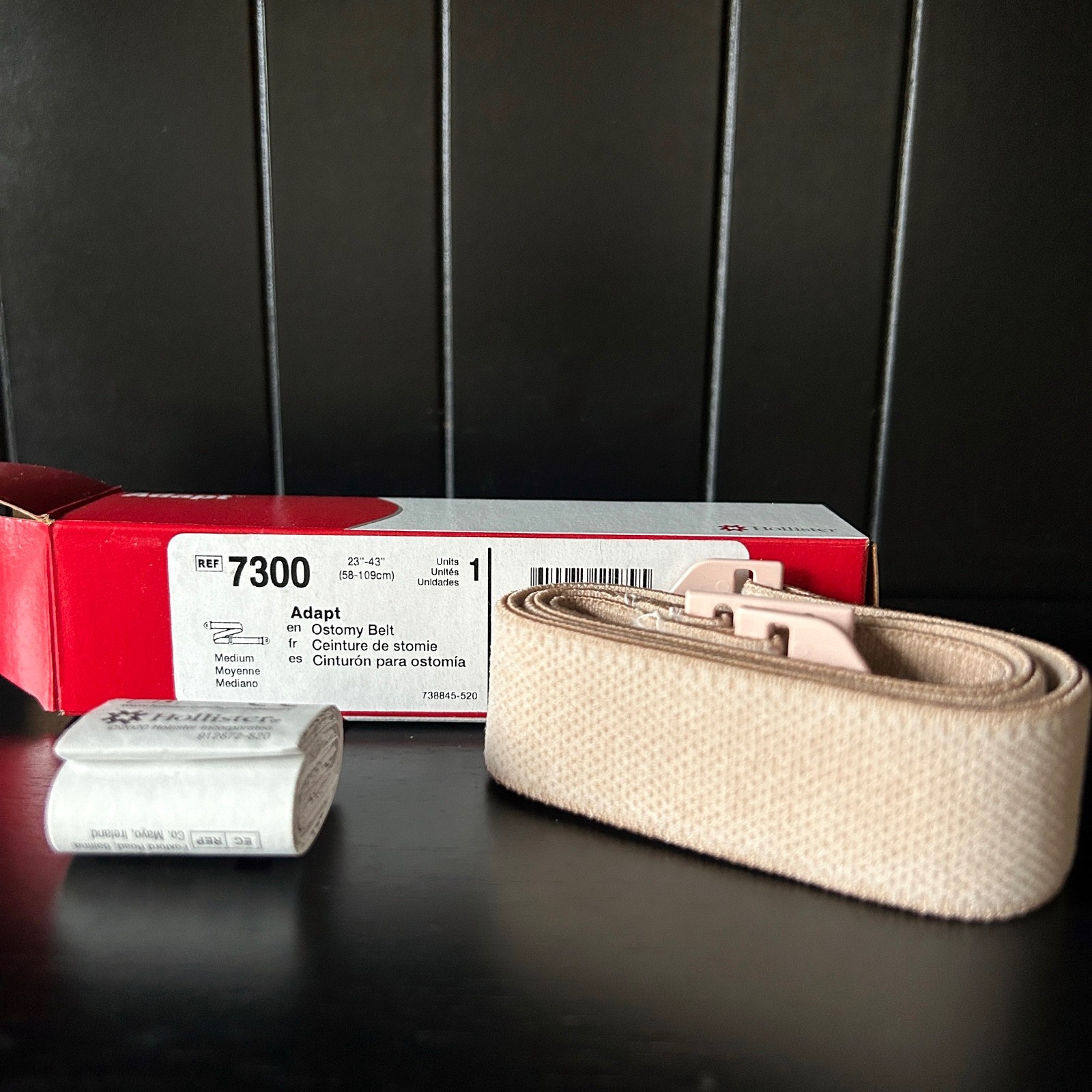 1 Box Hollister 7300 Adapt Medium Ostomy Belt 23″ – 43″ ( 58 cm – 109 cm ) Beige