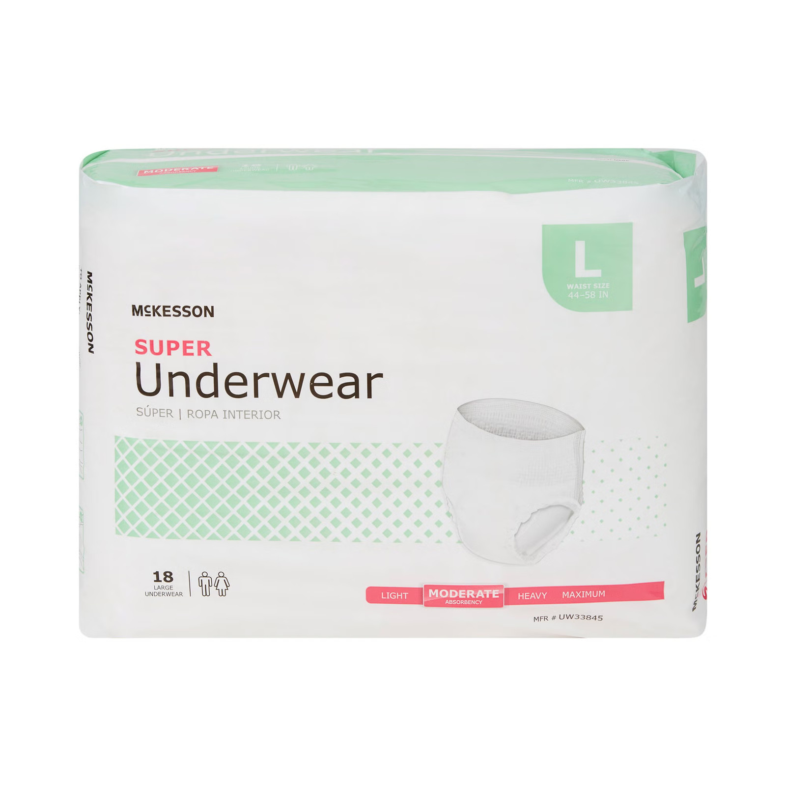 18 McKesson Adult Disposable Cloth Like Underwear Diapers L Moderate Absorbency