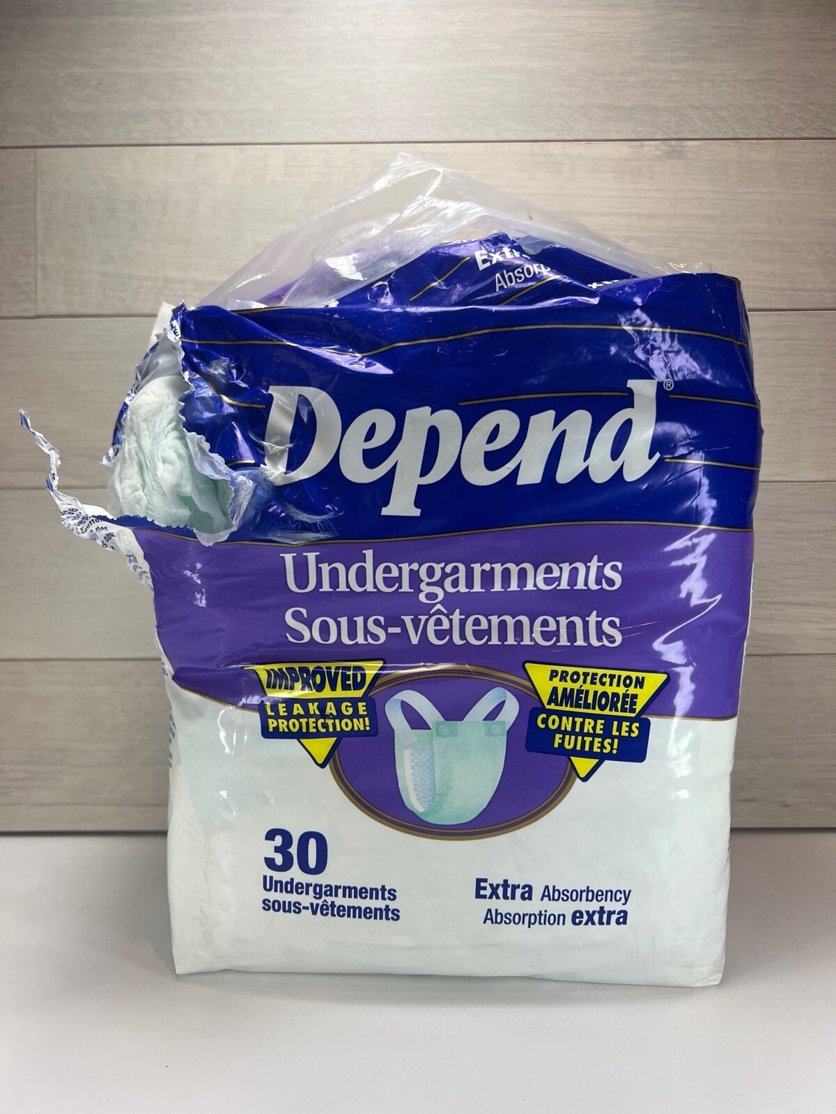 1996 Vintage Depend Undergarments Adult Diapers 30 Pack Extra Absorbency