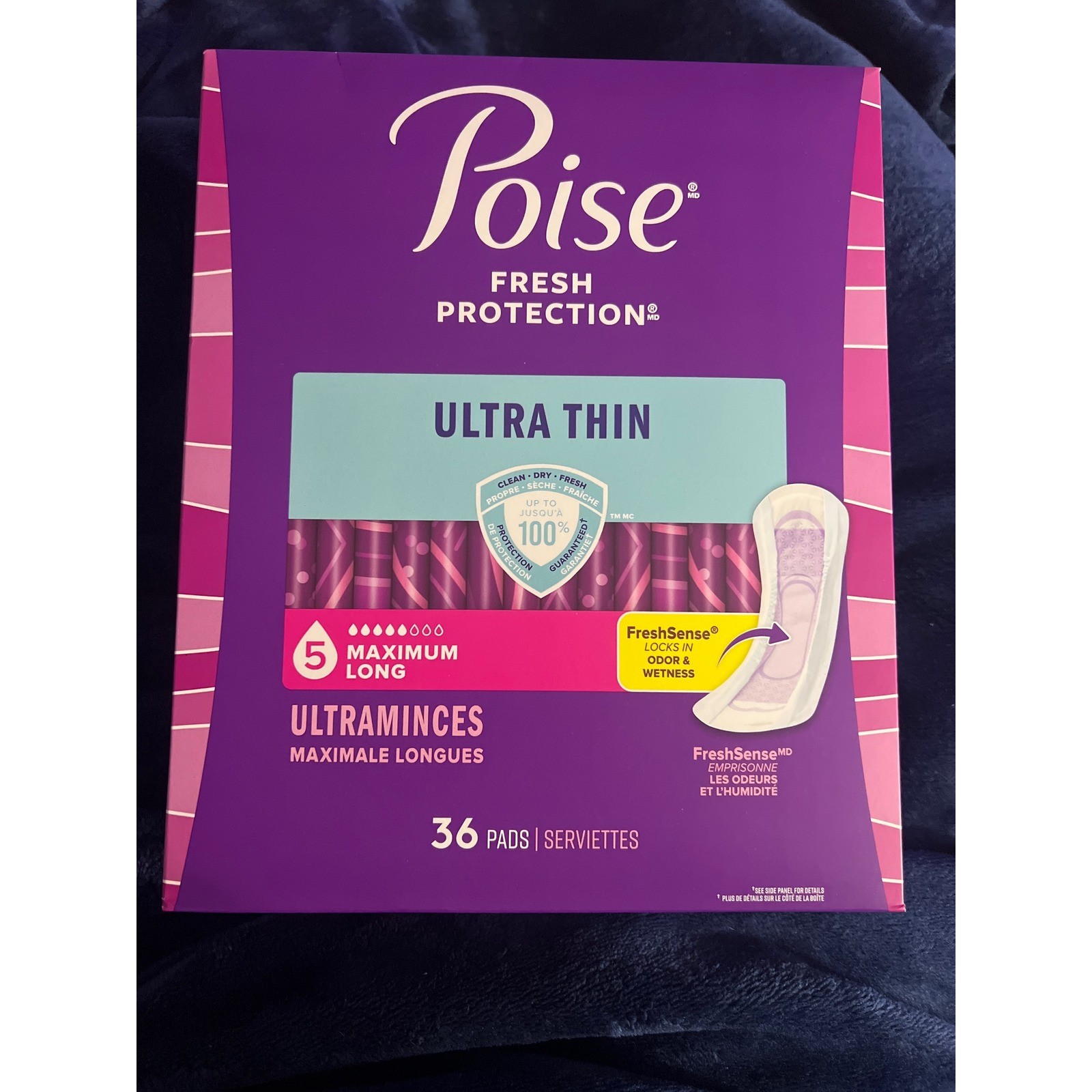 Poise Fresh Protection Ultra Thin Pad Maximum Long Level 5 36 Count Bladder Leak