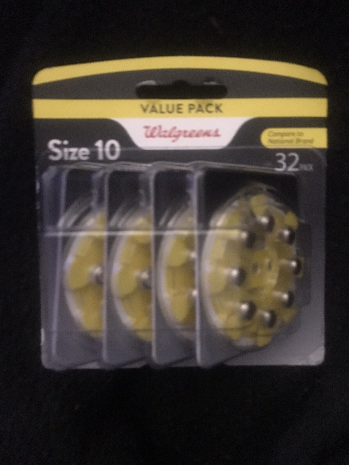 Walgreens Hearing Aid Batteries Yellow Size 10, 1.45V Premium Zinc Air 32 Pack