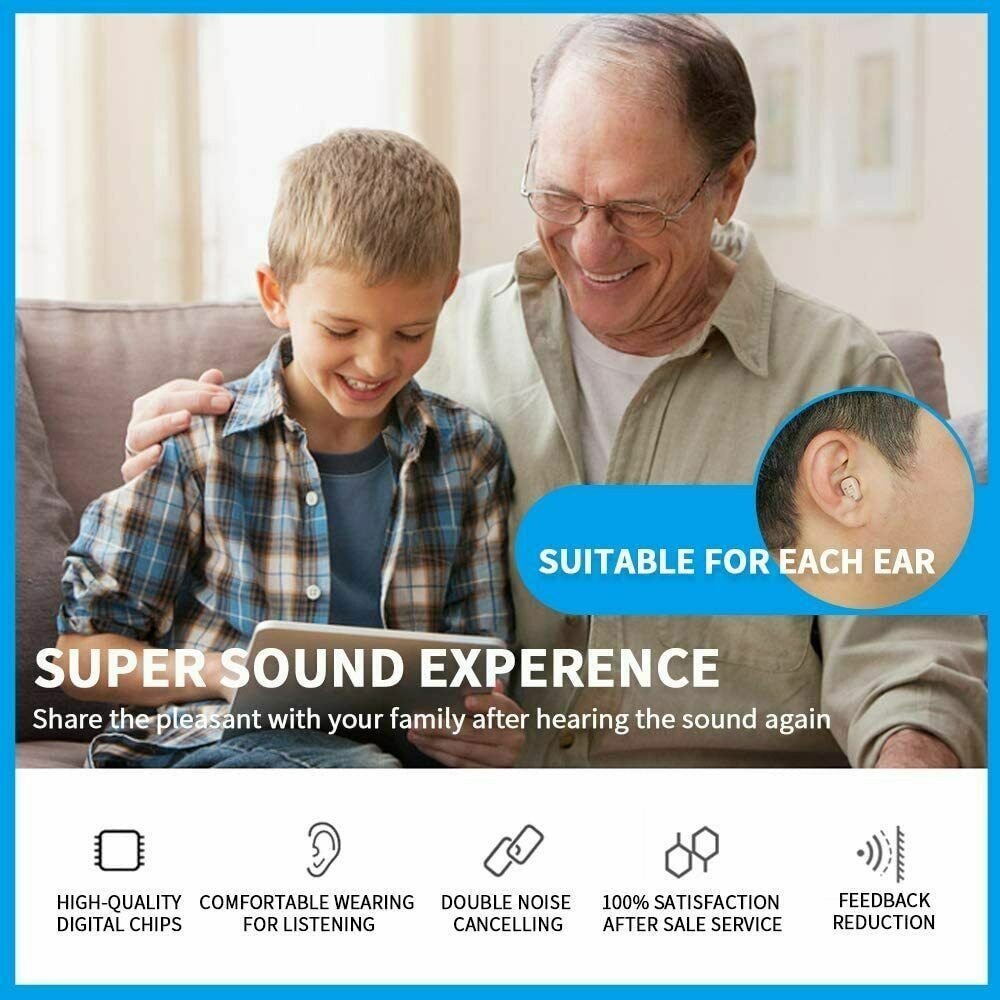 1 Pair Hearing Aid Invisible In-Ear Enhancer Adjustable Sound Voice Amplifier