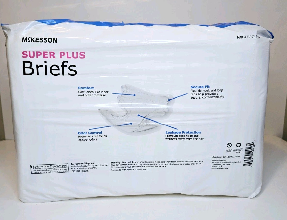 Adult Diapers McKesson Disposable Super Plus Moderate Tab Adult Medium 32-44