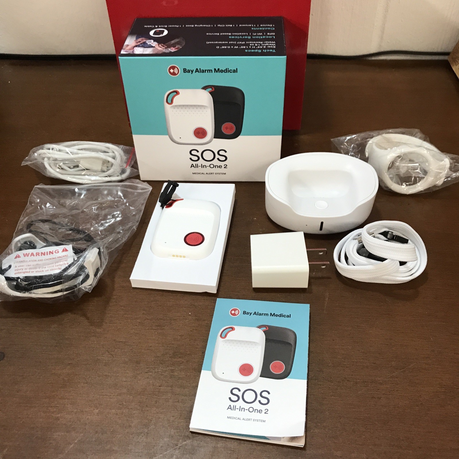 Bay Alarm Medical SOS All In One 2 White w/ Charger Lanyard Unused
