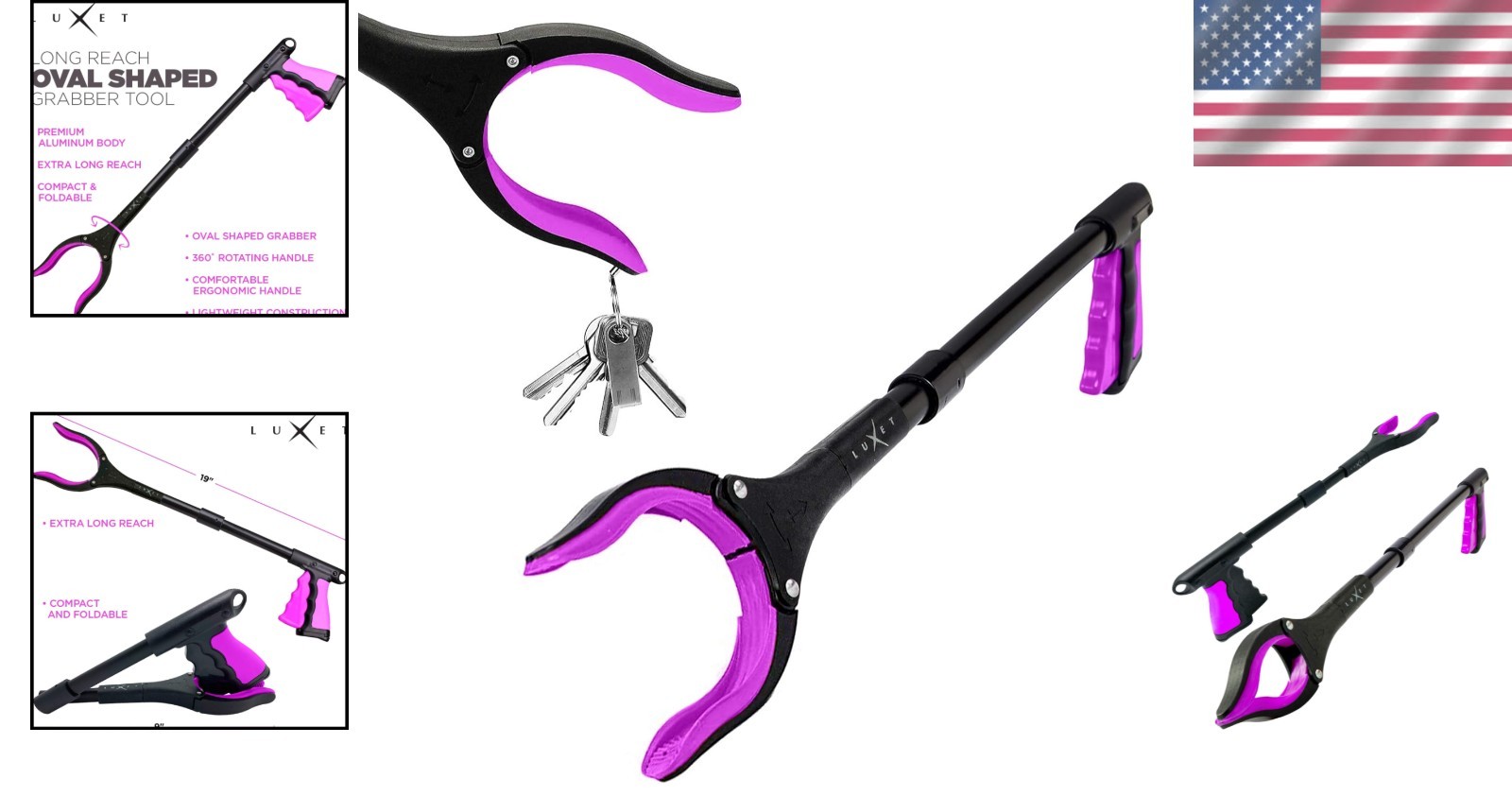 Foldable Pick Up Stick – 19″ Reacher Tool with Magnetic Tip