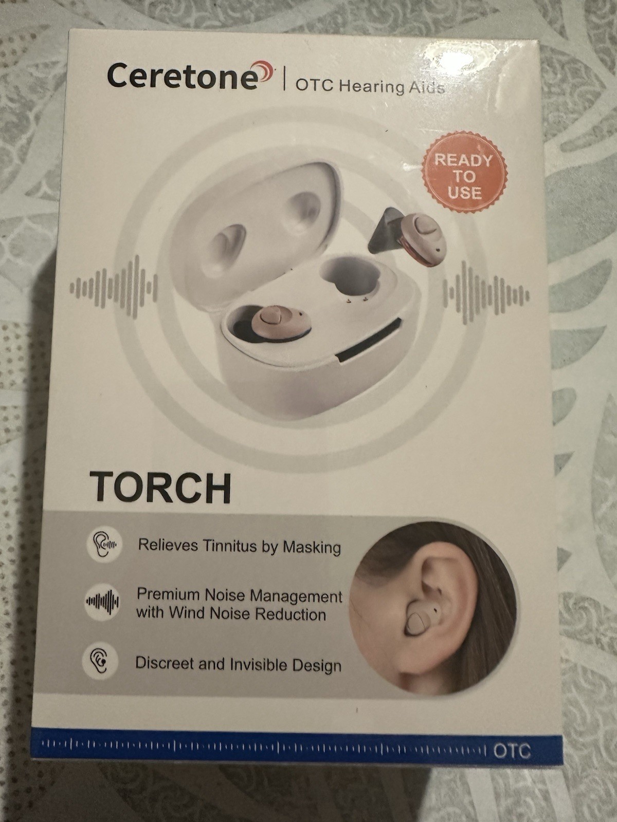 Ceretone Rechargeable Hearing Aid with Torch OTC Noise Reduction
