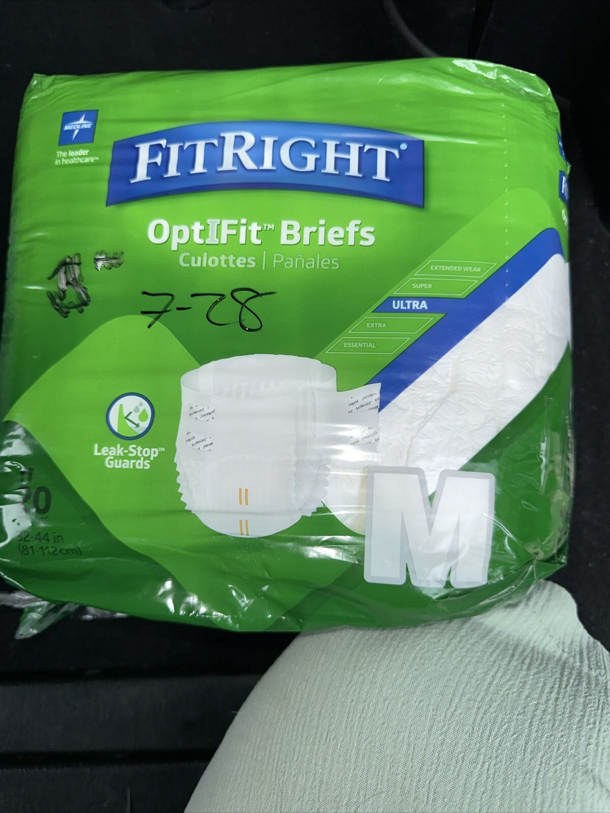 Medline FitRight OptiFit Briefs, Tabs Adult M Incontinence 17 Pk Brief 32-44in