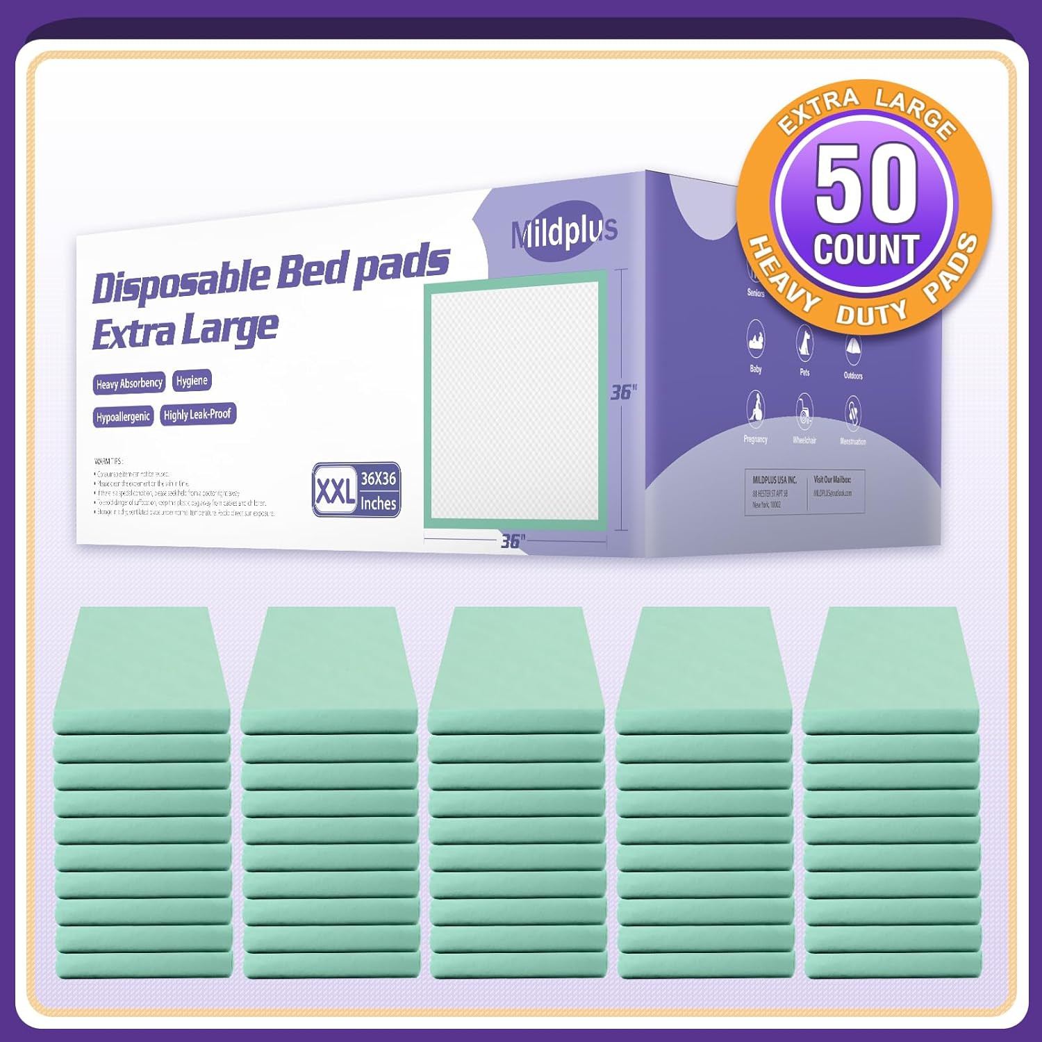 Disposable Bed Pads 36” X 36” Heavy Duty Underpads Extra Large Incontinence(10