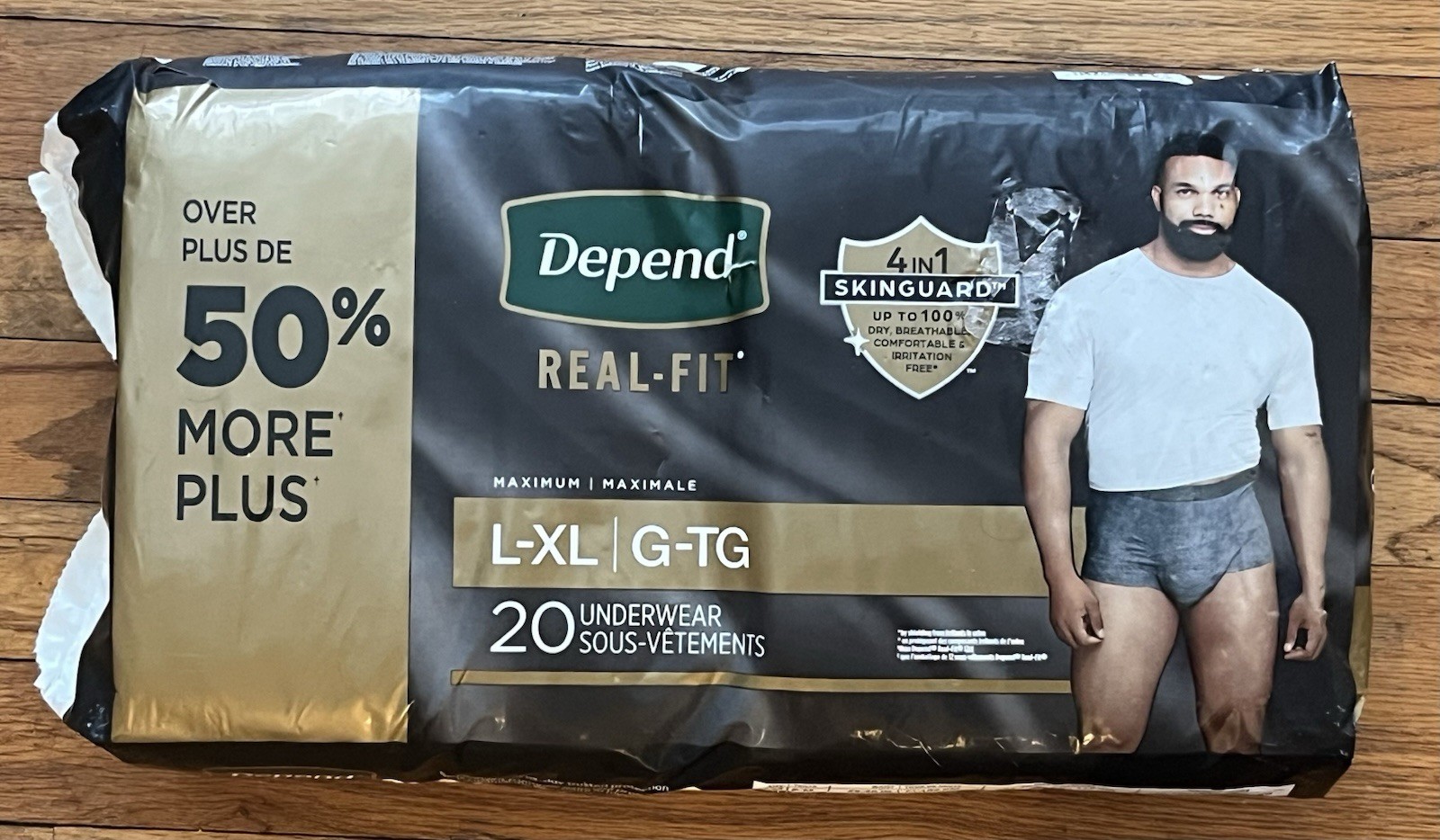 Depend Real Fit Gray, L/XL, 20ct Underwear for Men, Maximum Absorbency