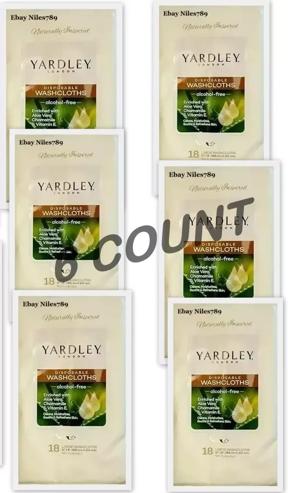 12 PACKS YARDLEY OF LONDON TRAVEL WASHCLOTHS LARGE 18CT Each 216 Total