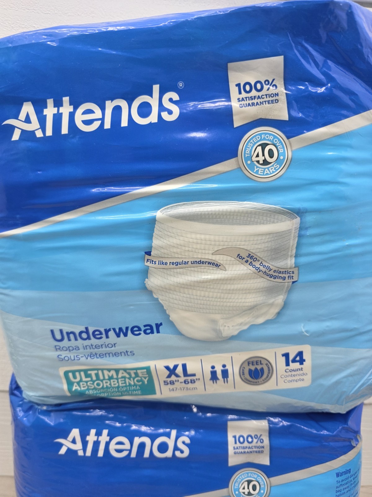 Lot Of 2 Attends Disposable Underwear Heavy Max Absorbency APP0740 XL 58″-68″